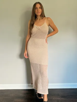 Rosette Crochet Maxi Dress