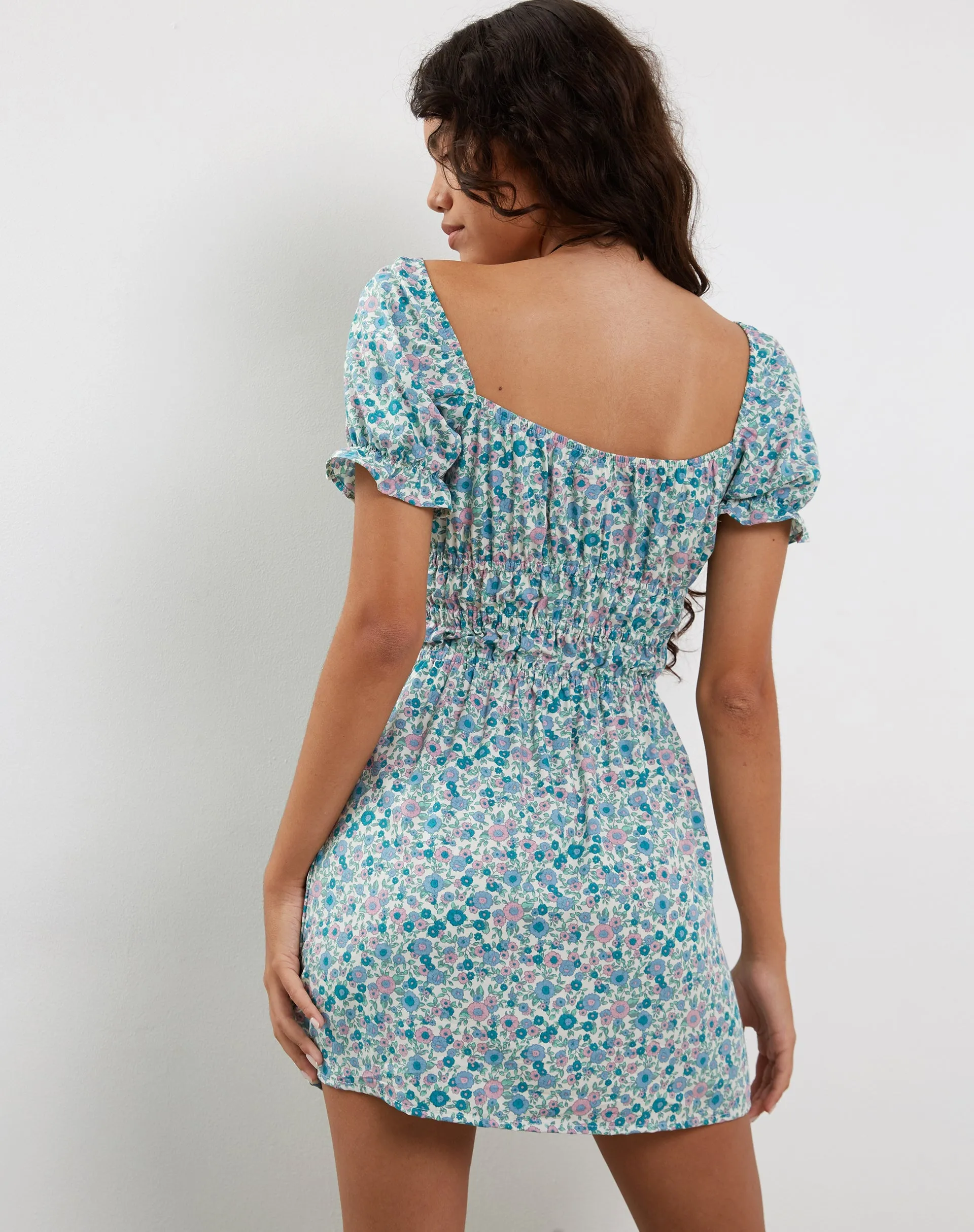 Rosmilly Mini Dress in Flower Power Blue