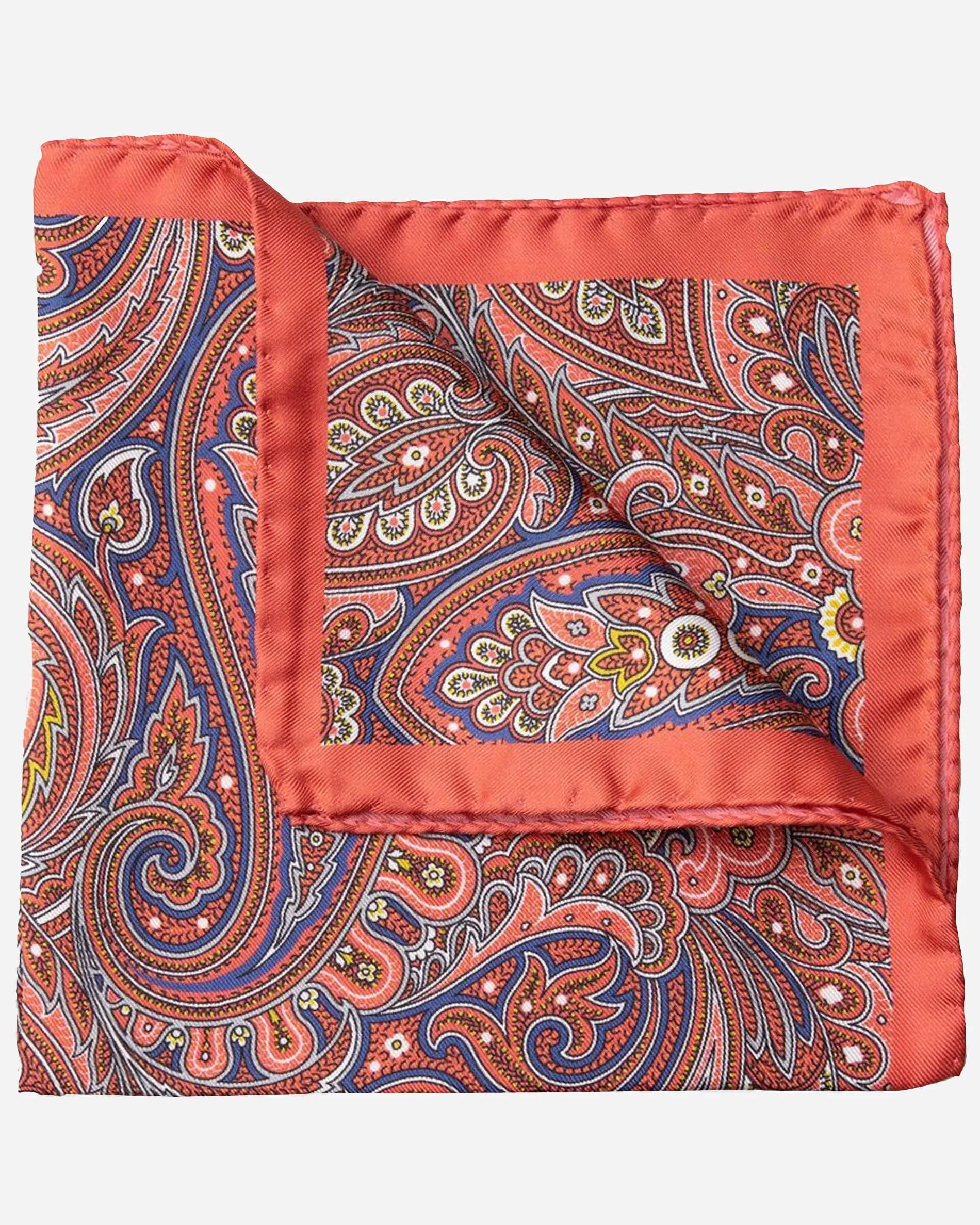 Salmon Paisley Pocket Square