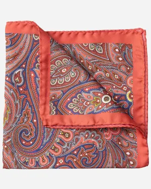 Salmon Paisley Pocket Square