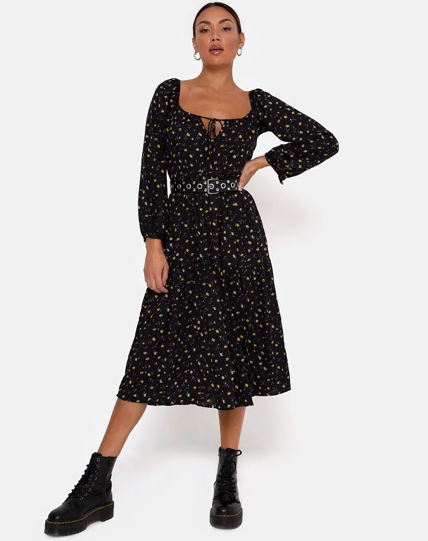 Senora Dress in Pretty Petal Black