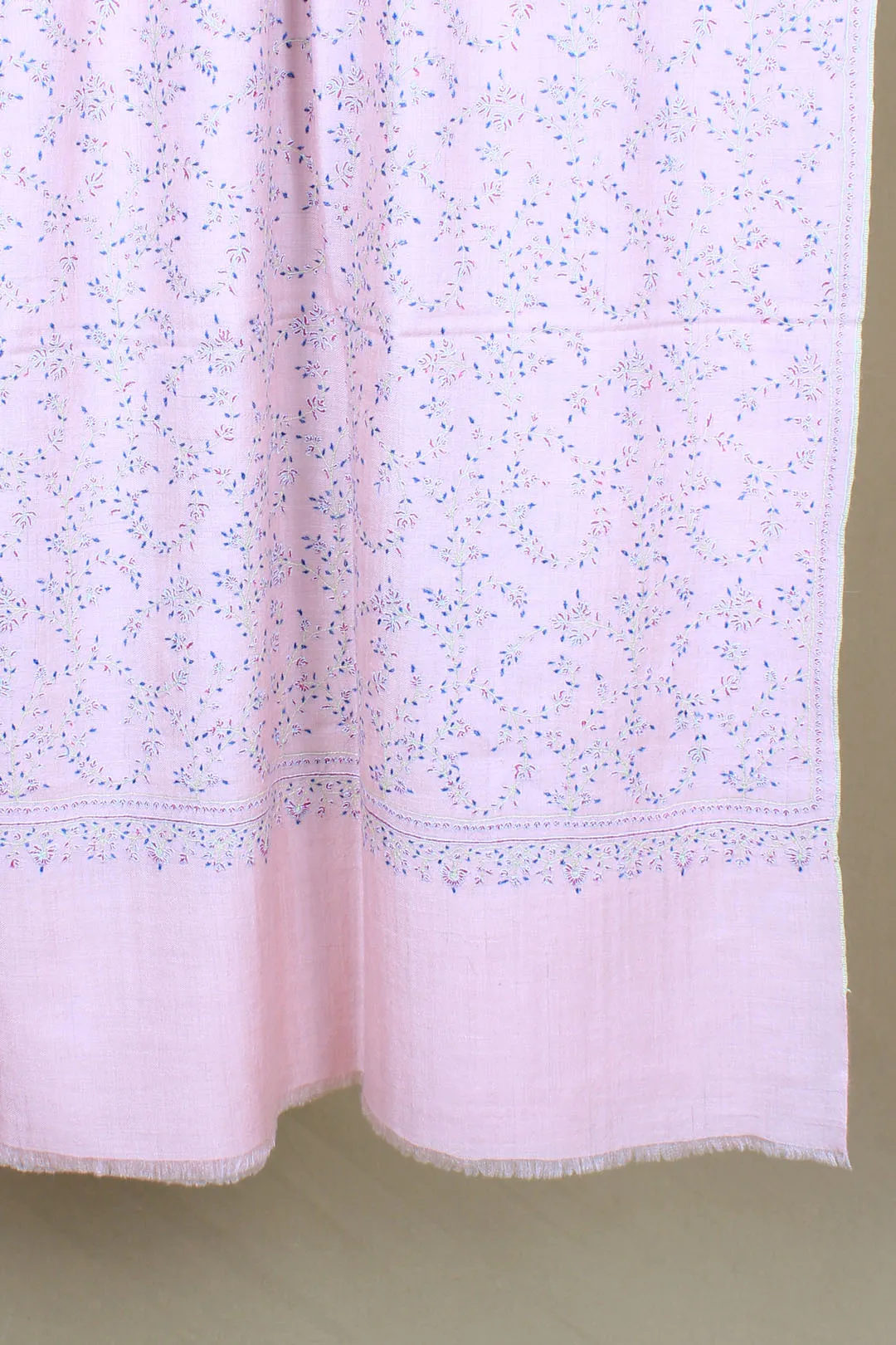 SheharBano Nude Pink Sozni Jaali Embroidered Pashmina Shawl