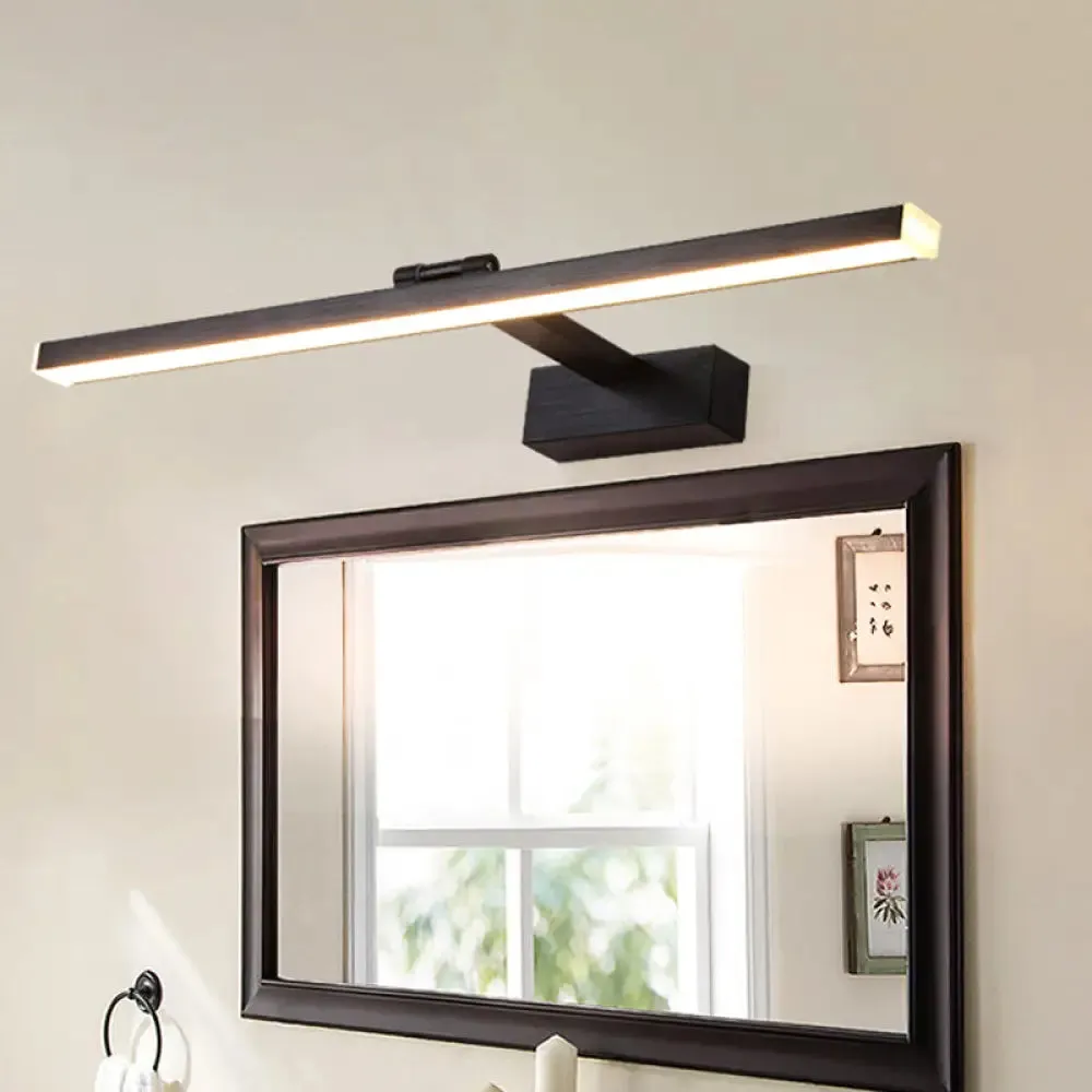 Slender Black LED Vanity Light in Modern Style - Wall Mount Lighting Idea, Warm/White Glow