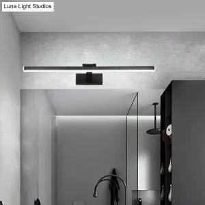 Slender Black LED Vanity Light in Modern Style - Wall Mount Lighting Idea, Warm/White Glow