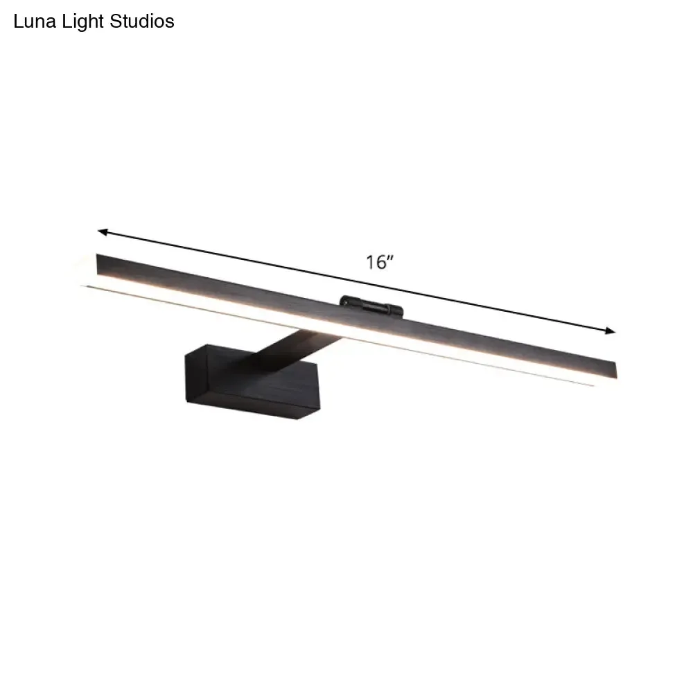 Slender Black LED Vanity Light in Modern Style - Wall Mount Lighting Idea, Warm/White Glow