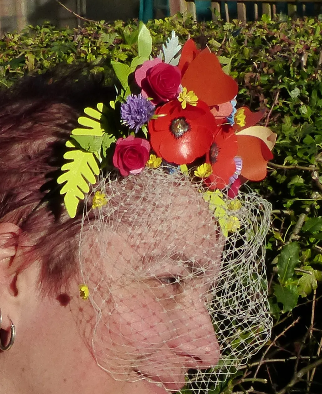 Somewhere over the rainbow headdress birdcage veil