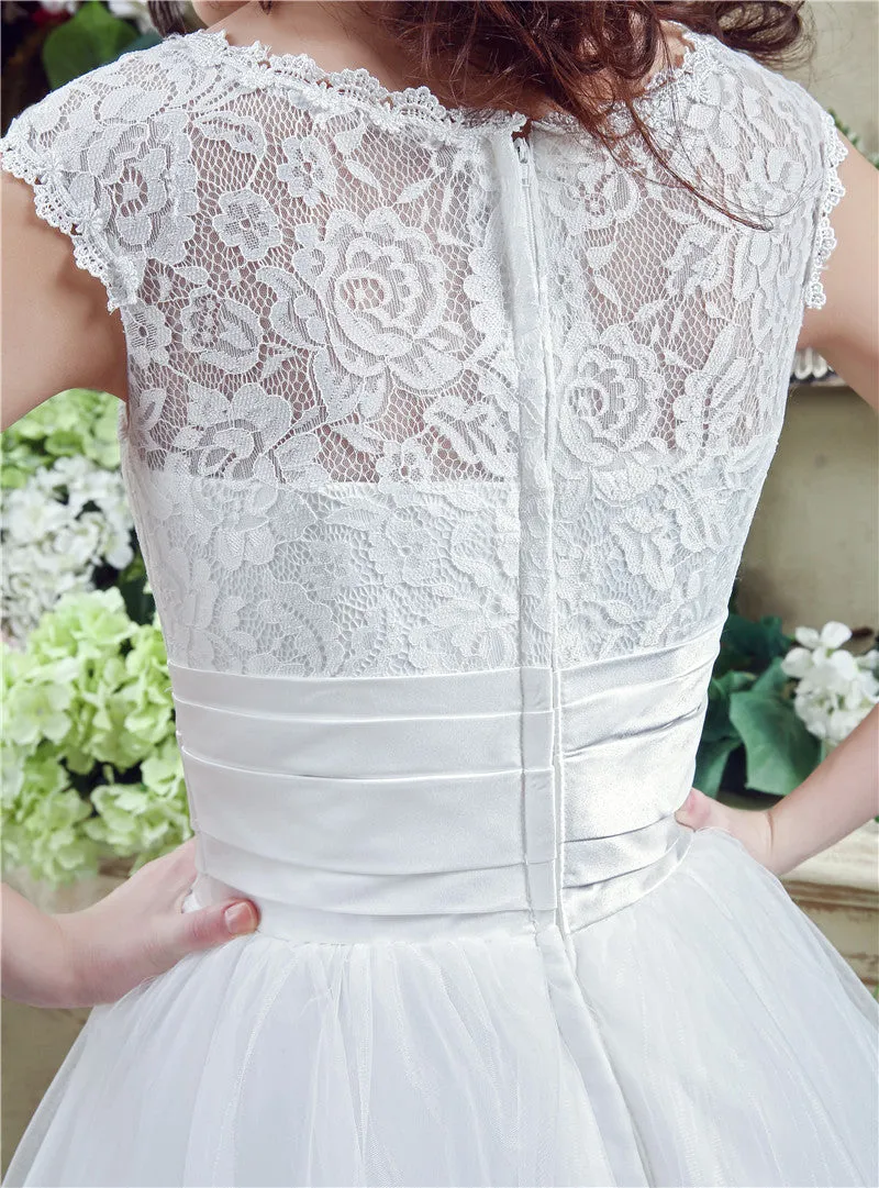 Strapless Appliques Lace Train Wedding Dresses With Crystals