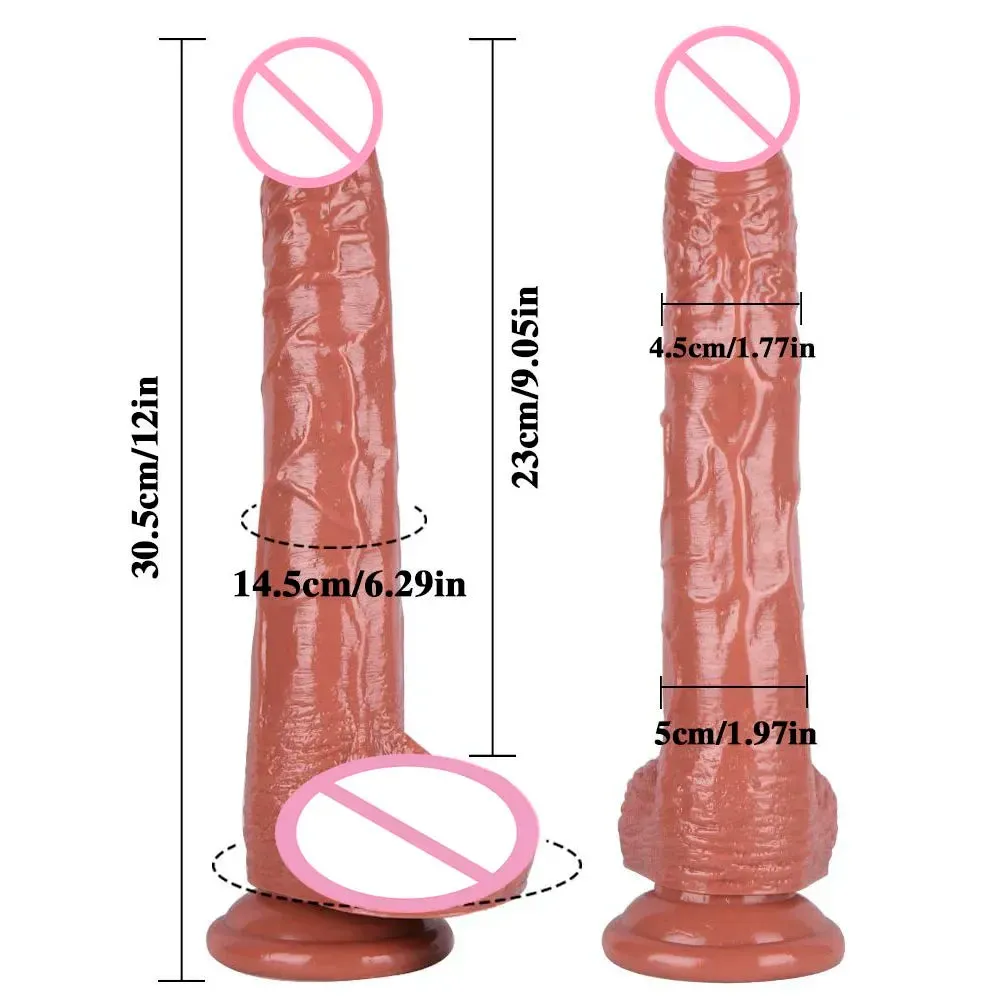 Strapless Strap-on Realistic Dildo - 12 inch Long Dildos Anal Plug Female Sex Toys for Lesbian