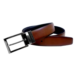 Timmy Herringbone Reversible Italian Leather Belt with 2 Tone Hardware