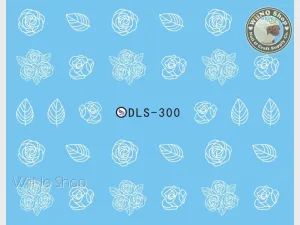 White Rose Water Slide Nail Art Decals - 1 pc (DLS-300)