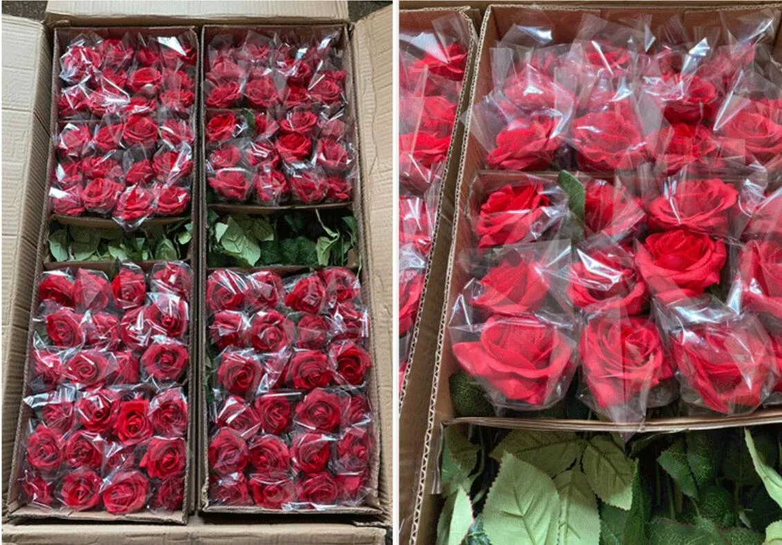 Wholesale Flowers Real Touch Red Roses 100 pcs