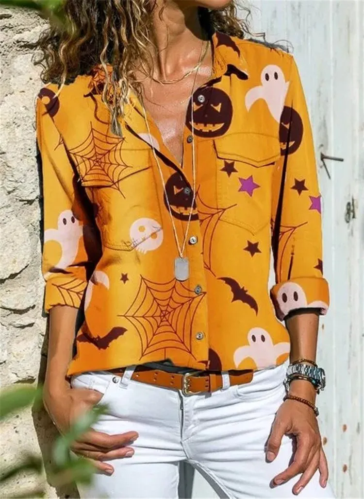 Women Casual Floral Print Design Long Sleeve Shirt