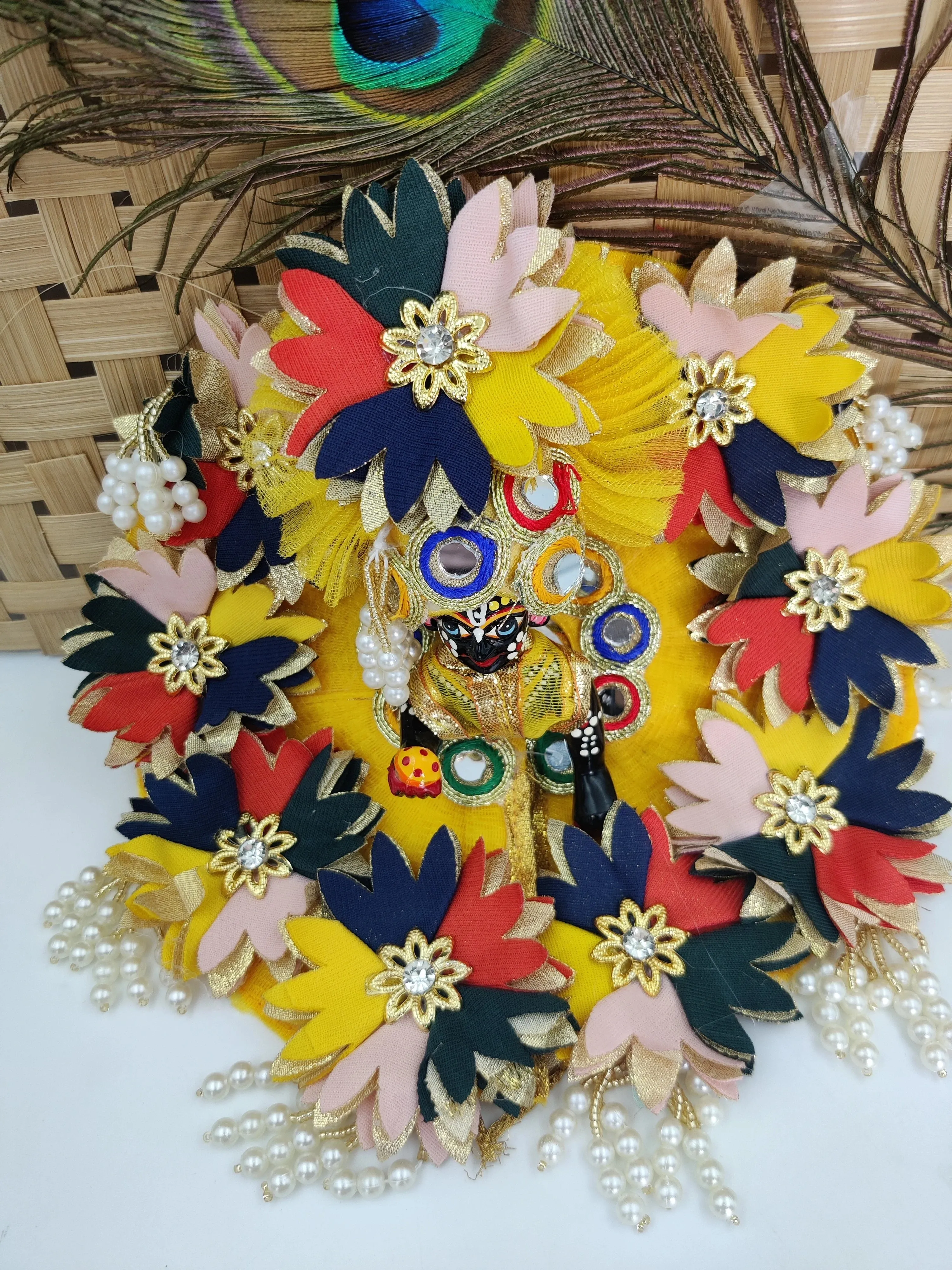 Yellow flower latkan laddu gopal dress