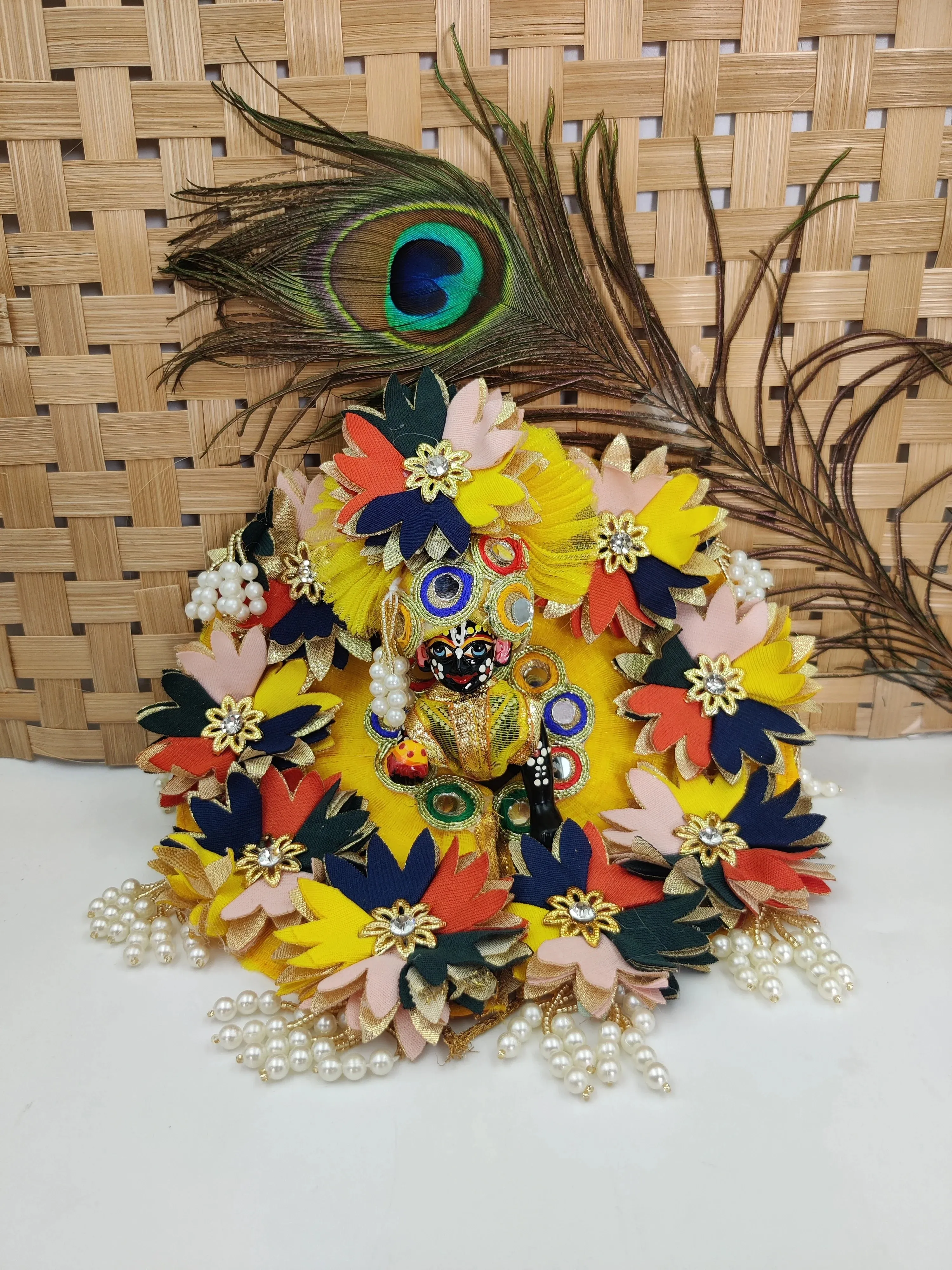 Yellow flower latkan laddu gopal dress