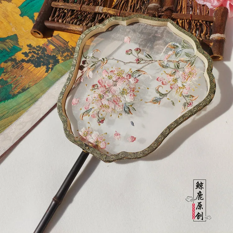 Ziwei Hua 紫薇花 Myrtle Flower Single-Sided Embroidered Tuanshan Round Fan